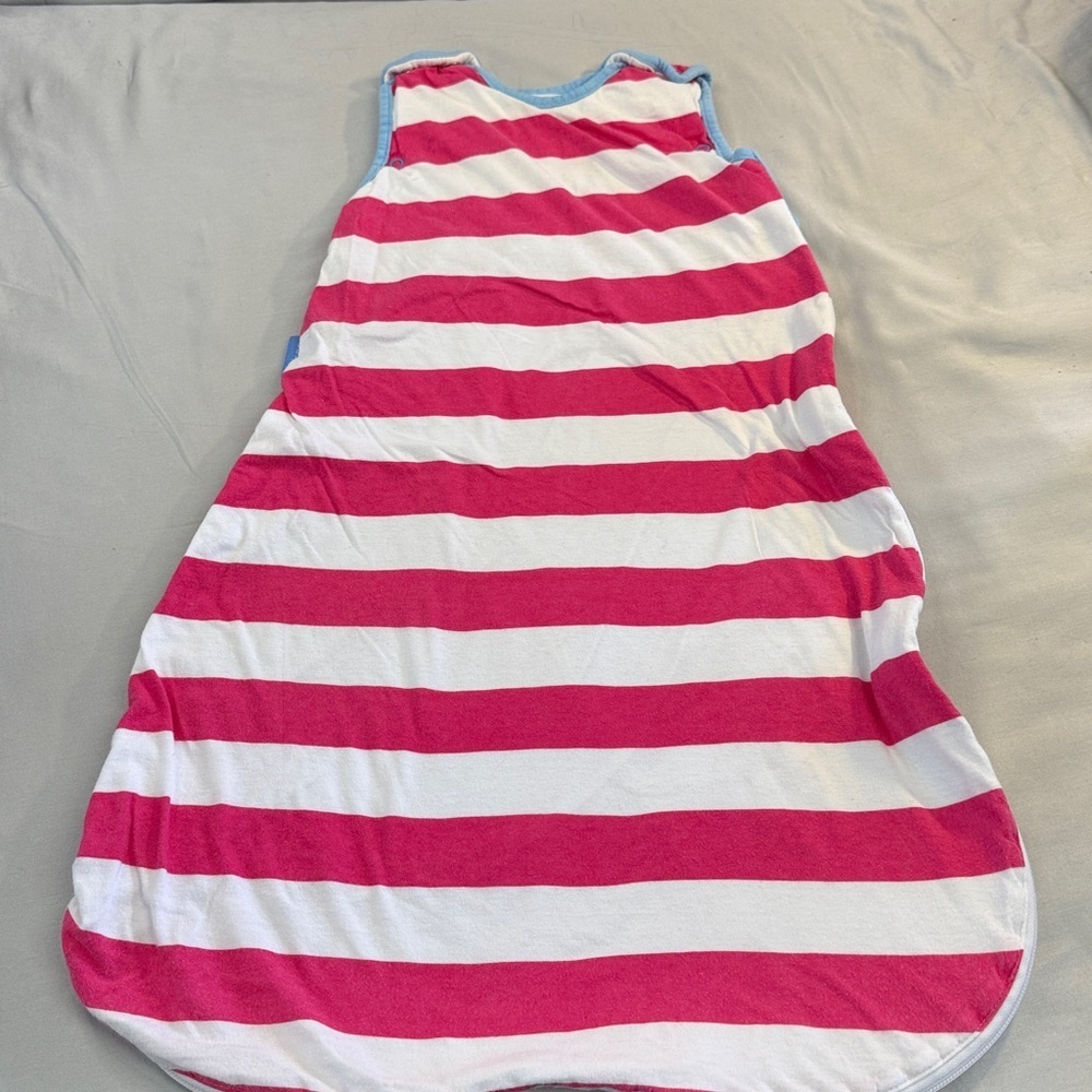 🐥 GroBag - Pink and White Striped Sleeveless Sleep Sack. TOG 1.0